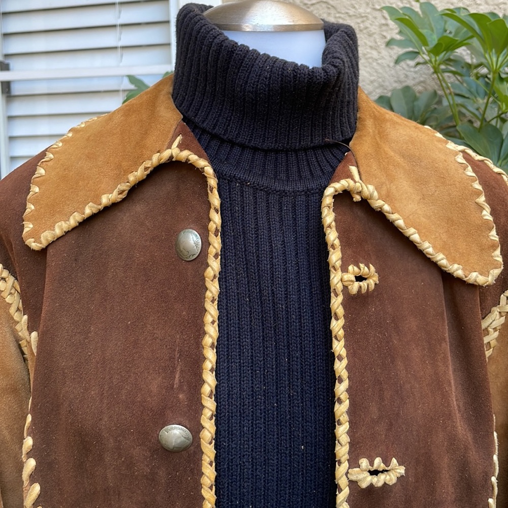 Vintage 60’s multicolored tool made and hand made brushed suede/leather jacket - Picture 5 of 13